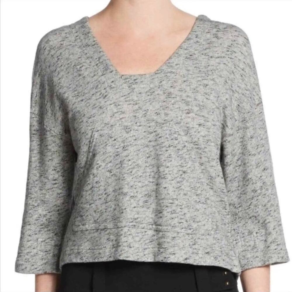 Derek Lam 10 Crosby Gray 3/4 Sleeve Cutout Cotton Sweater Top 2